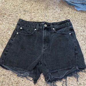 Black Distressed Mom Shorts